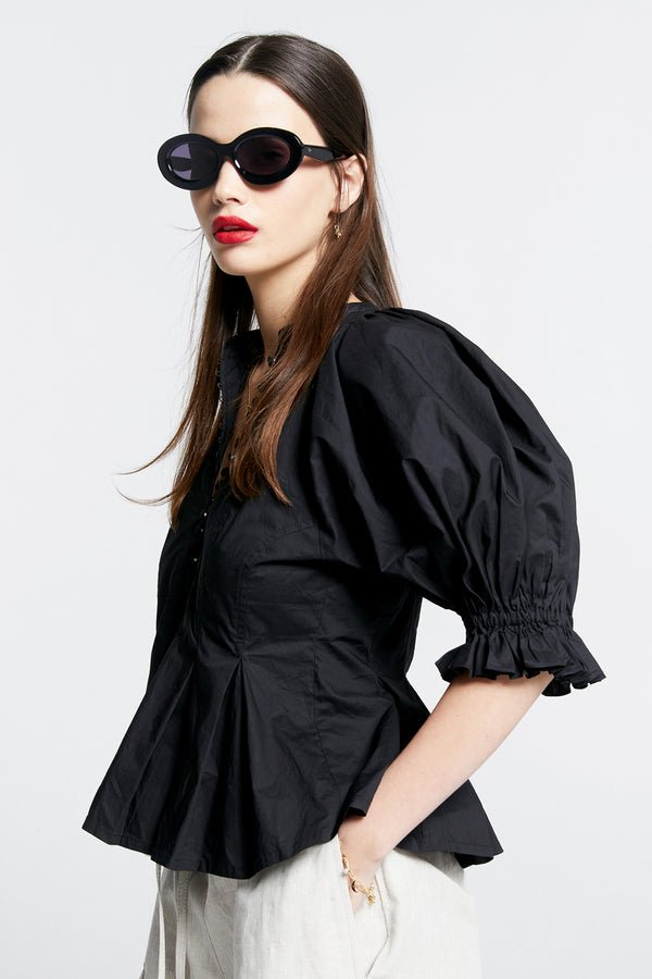 Karen Walker Melody Organic Cotton Top Black