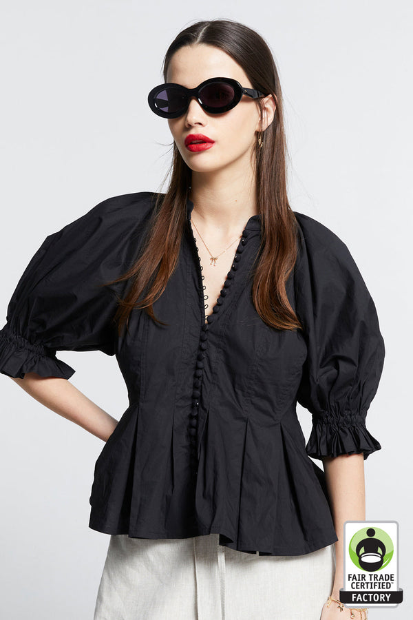 karen walker Melody Organic Cotton Top Black