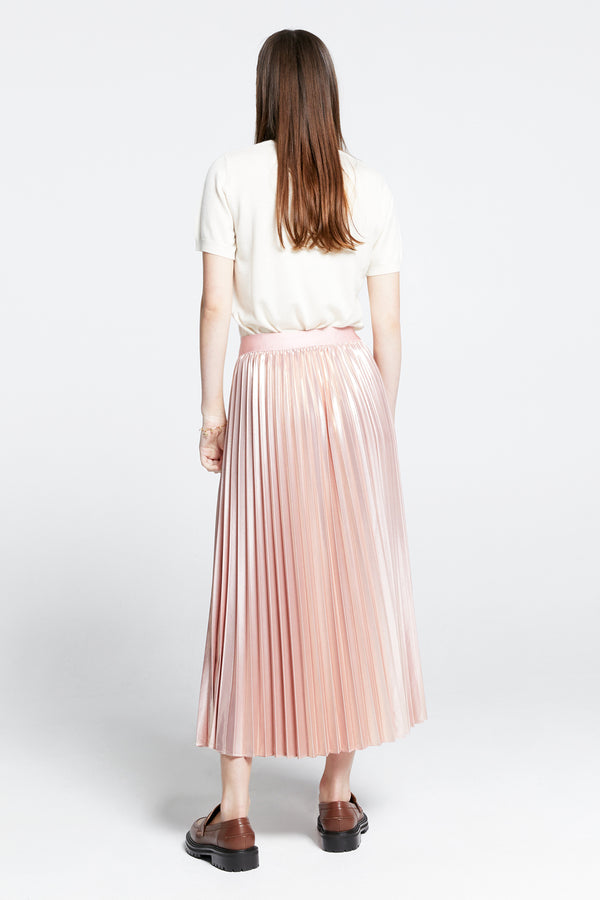 Karen Walker Metallic Sunray Pleated Skirt Pink