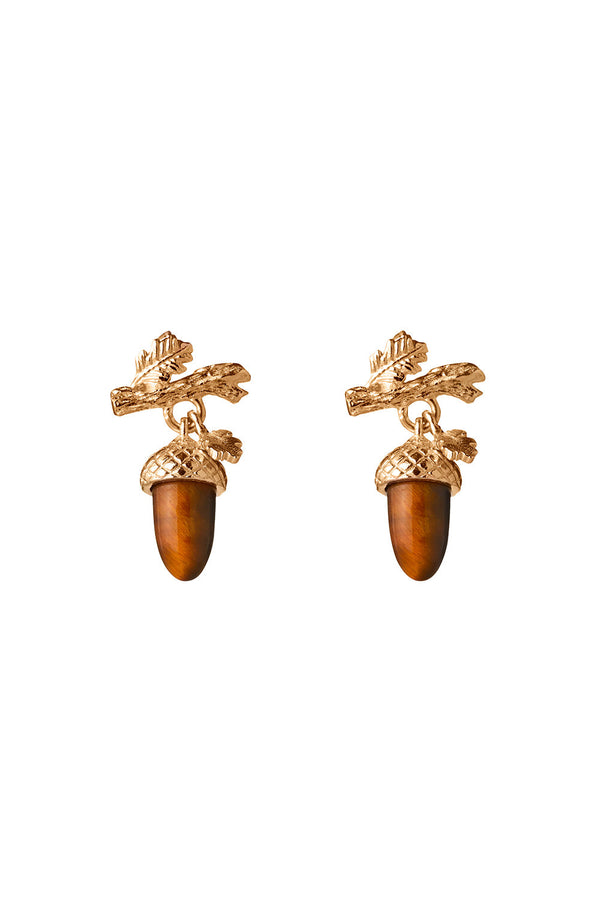 karen walker Micro Acorn and Leaf Studs Gold
