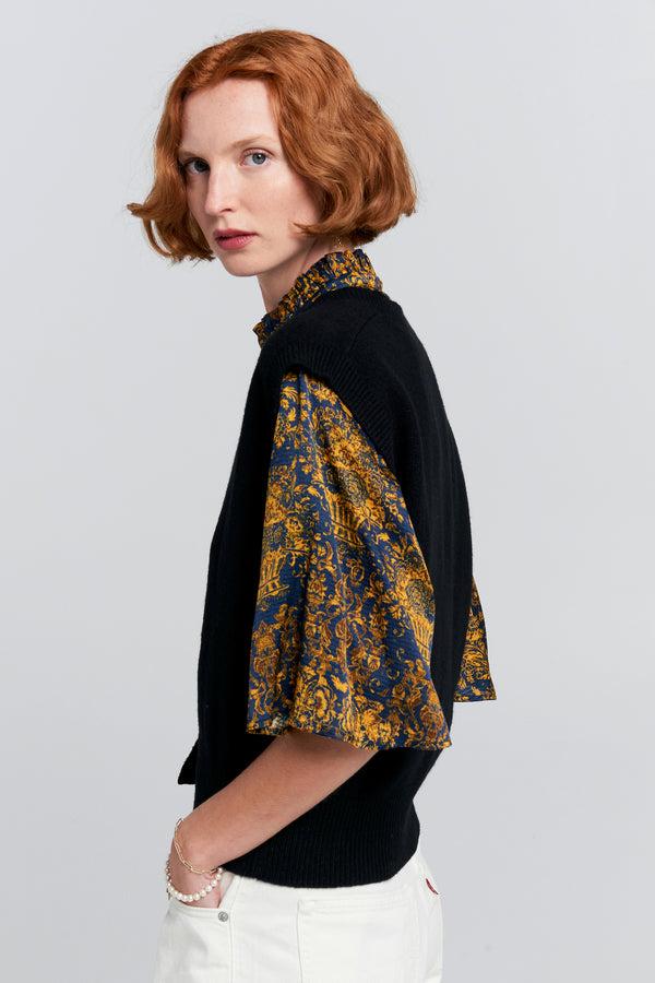 Karen Walker Mina Button Up Cashmere K Vest Black