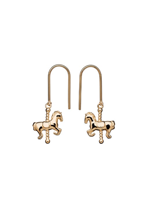 Karen Walker Mini Carousel Horse Earrings Gold