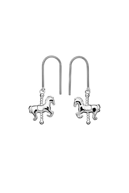 Karen Walker Mini Carousel Horse Earrings Silver