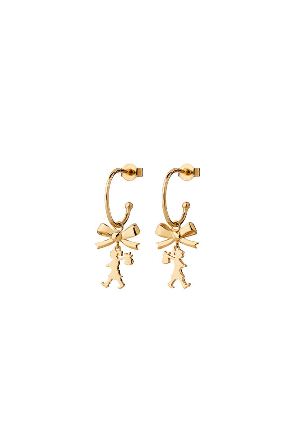 karen walker Mini Girl with a Bow Hoops Gold