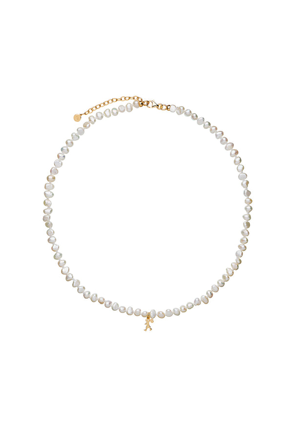 Karen Walker Mini Girl With Pearls Necklace Gold