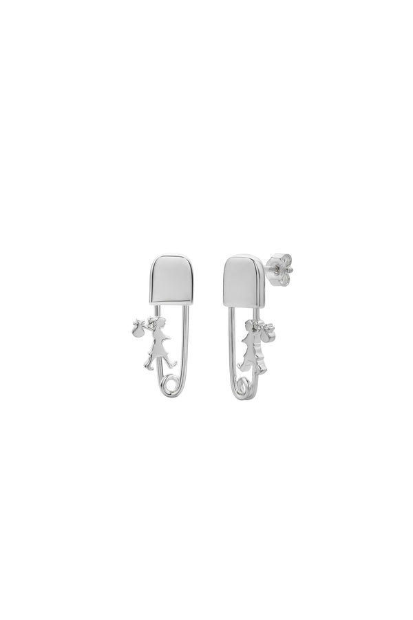 Karen Walker Mini Runaway Safety Pin Studs Silver