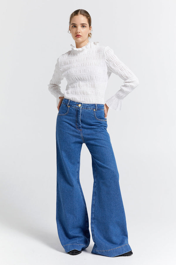 Karen Walker Mod Flared Jeans Washed Denim