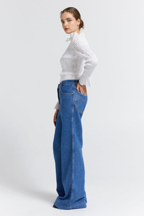 Karen Walker Mod Flared Jeans Washed Denim