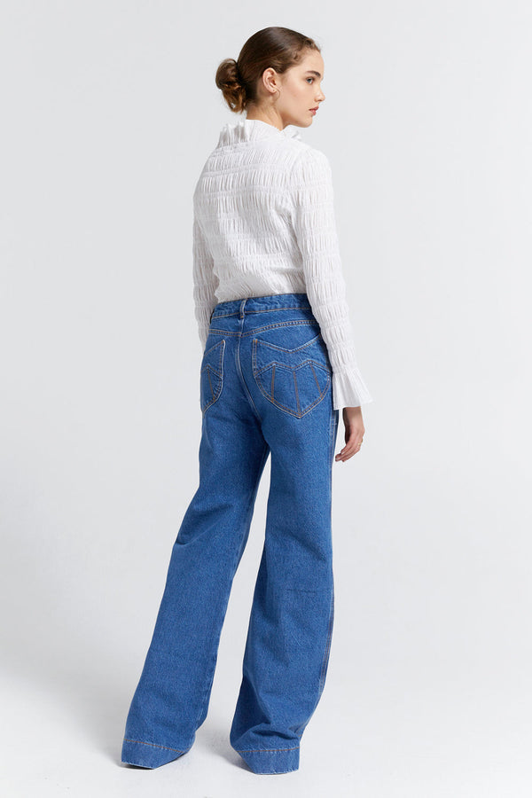 Karen Walker Mod Flared Jeans Washed Denim