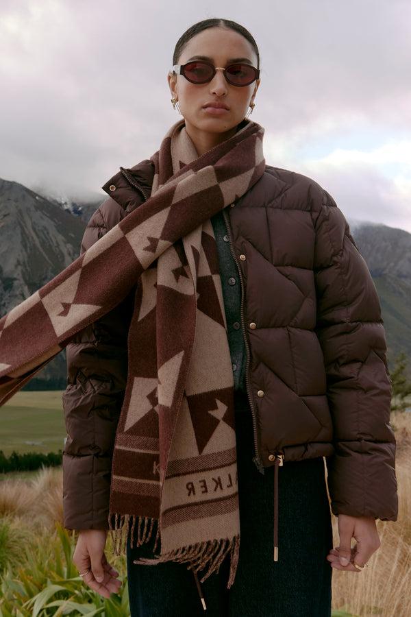 Karen Walker Monogram Jacquard Scarf Mahogany/Tan