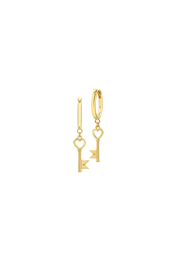 Karen Walker Monogram Key Earrings Gold