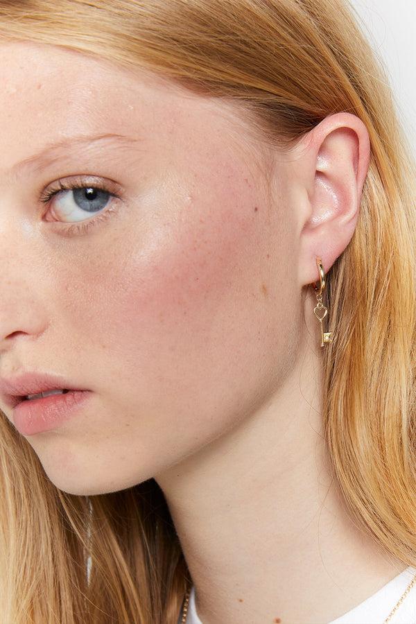 Karen Walker Monogram Key Earrings Gold