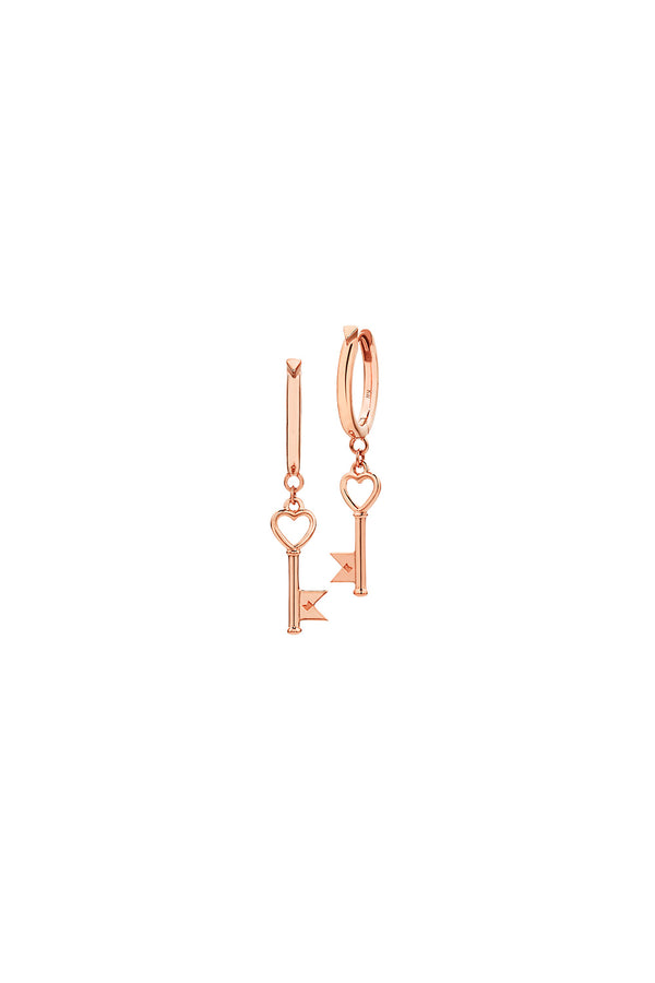 Karen Walker Monogram Key Earrings Rose Gold