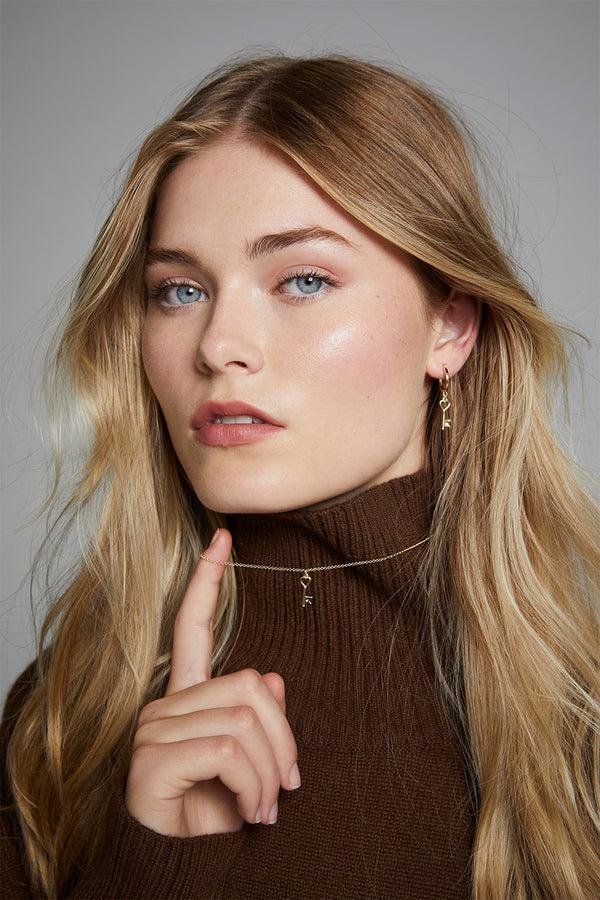 karen walker Monogram Key Necklace Rose Gold