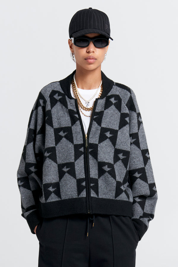 Karen Walker Monogram Knit Bomber Black