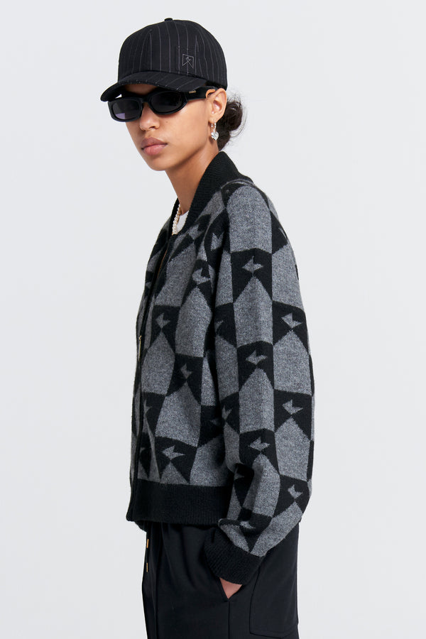 Karen Walker Monogram Knit Bomber Black