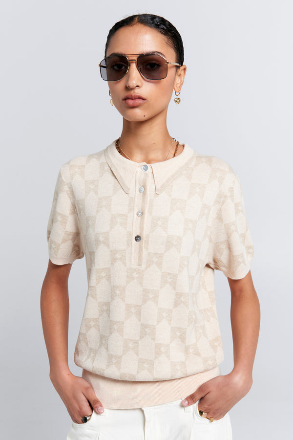 Karen Walker Monogram Knit Polo Sand Multi