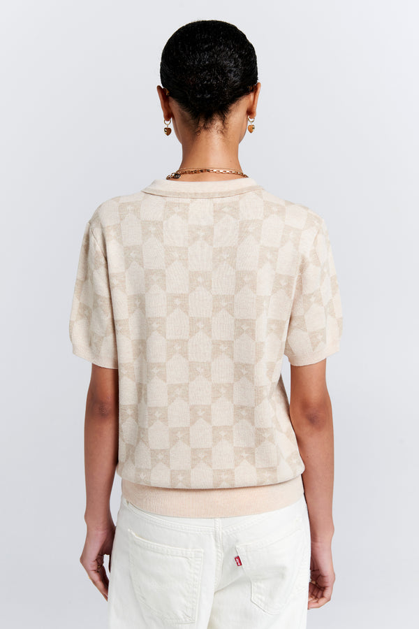 Karen Walker Monogram Knit Polo Sand Multi