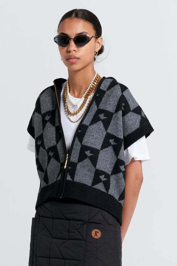 Karen Walker Monogram Knit Vest Black