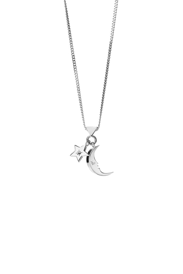 karen walker Moon and Star Charm Necklace Silver