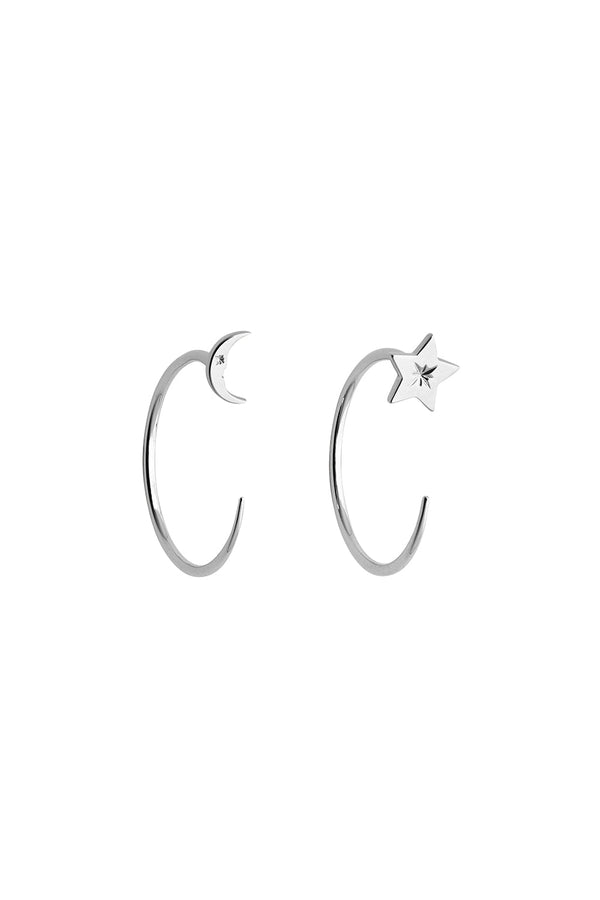 karen walker Moon and Star Hoops Silver