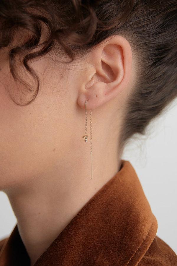 Karen Walker Mushroom Thread Earrings Gold