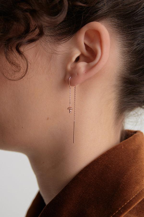 Karen Walker Mushroom Thread Earrings Rose Gold