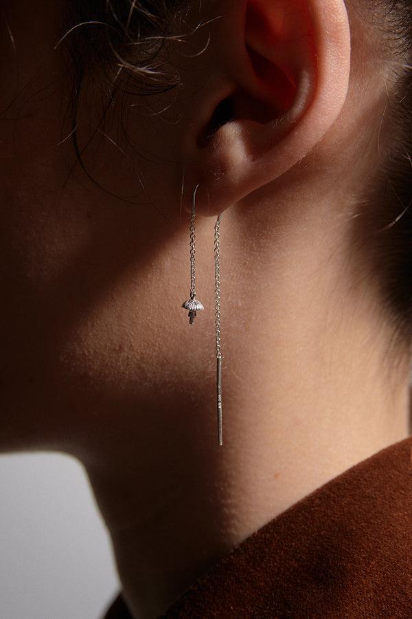 Karen Walker Mushroom Thread Earrings Silver