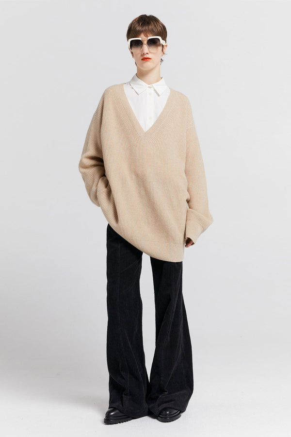 Karen Walker Naomi Oversized Cashmere Sweater Oat