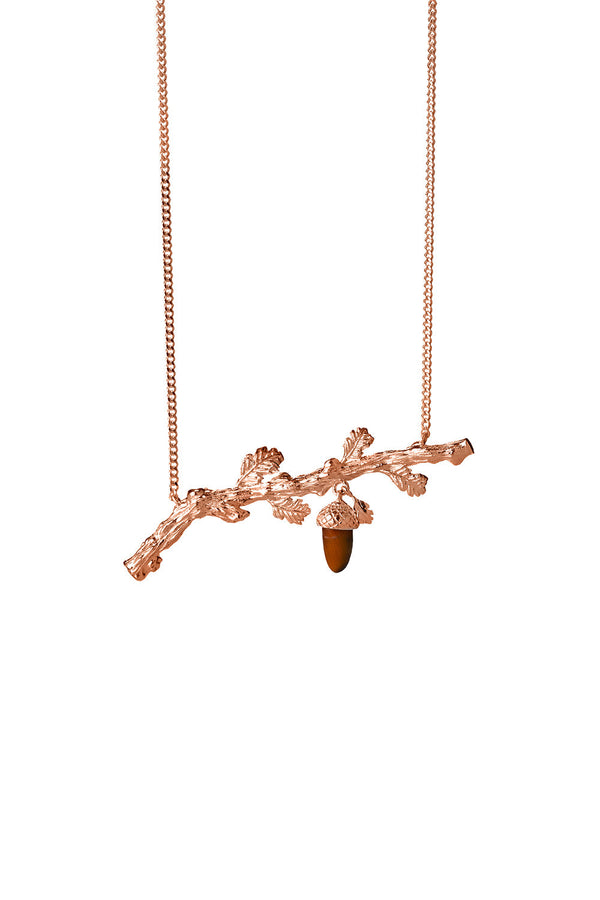 Karen Walker Oak Branch Necklace Rose Gold