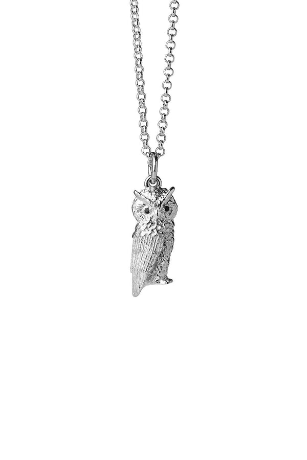 Karen Walker Owl Necklace Silver With Garnet