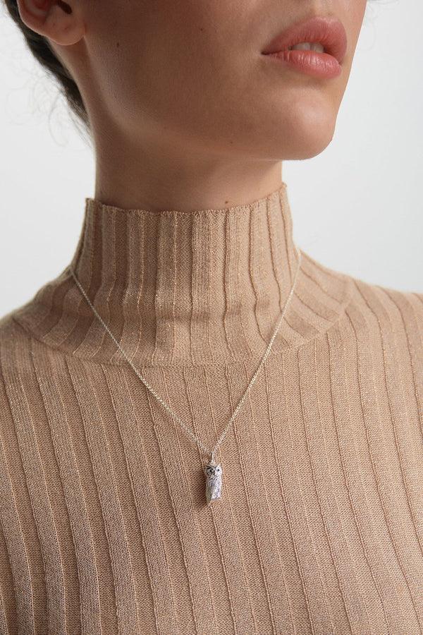 Karen Walker Owl Necklace Silver With Garnet