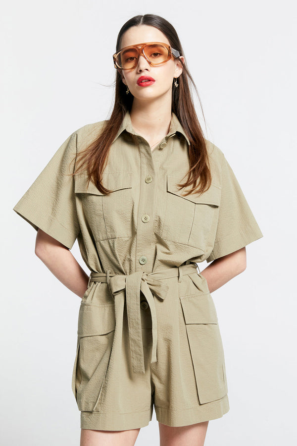 Karen Walker Parkside Jumpsuit Herb Green