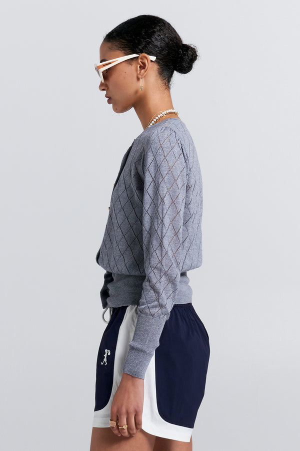 Karen Walker Pearl Lace Cardigan Grey Marle