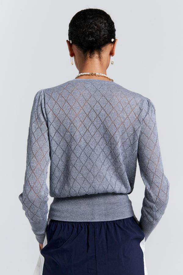 Karen Walker Pearl Lace Cardigan Grey Marle