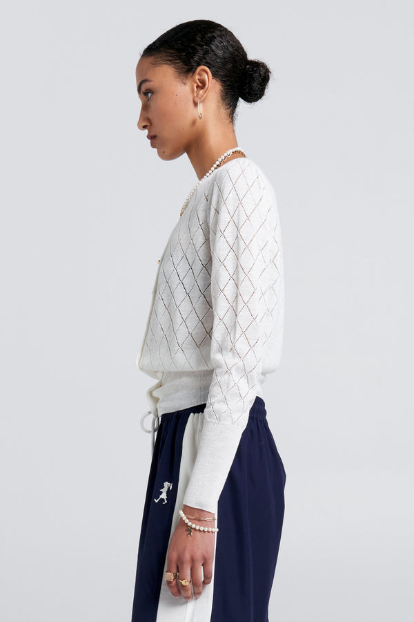 Karen Walker Pearl Lace Cardigan Off-White