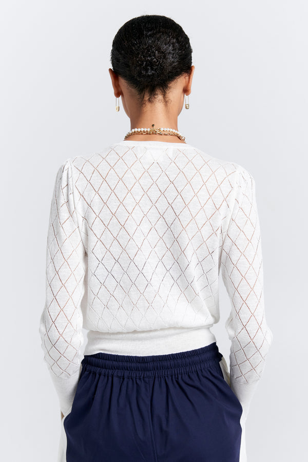 Karen Walker Pearl Lace Cardigan Off-White