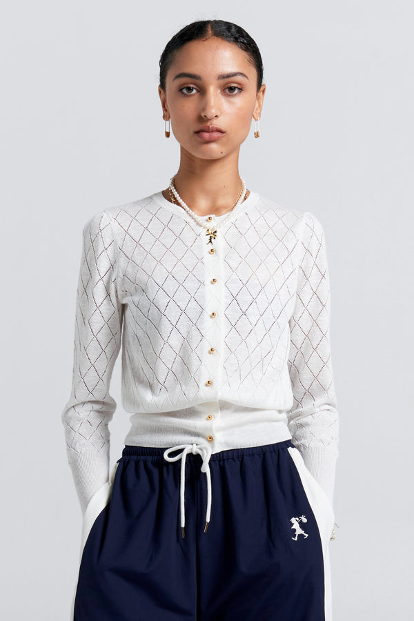 karen walker Pearl Lace Cardigan Off-White