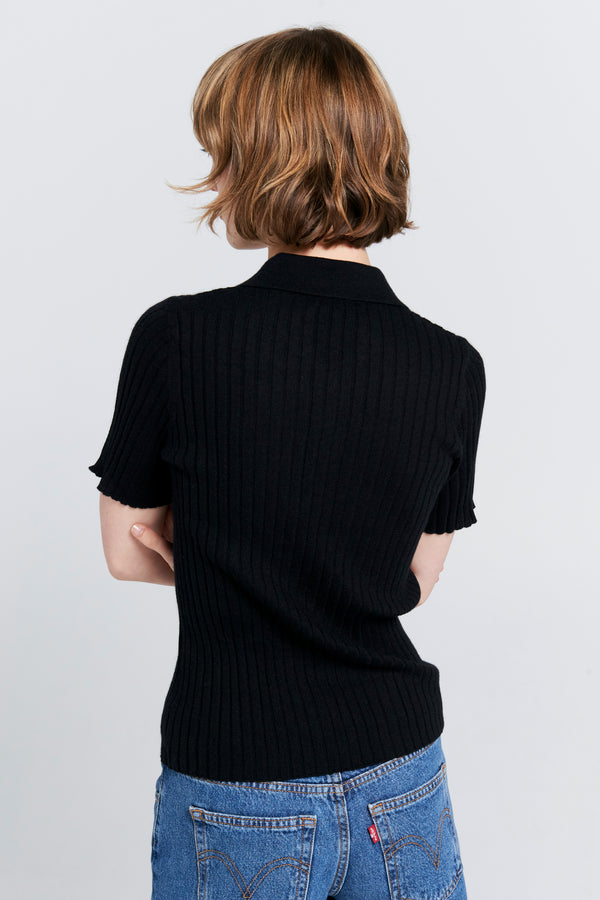 Karen Walker Peony Cashmere Polo Black