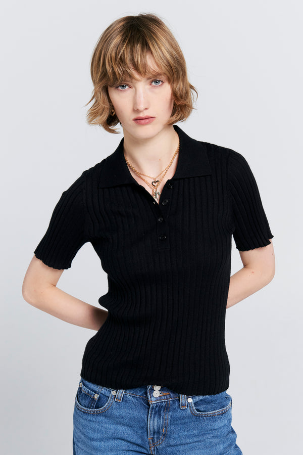 karen walker Peony Cashmere Polo Black
