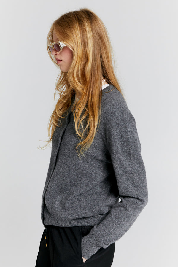 Karen Walker Posy Cashmere Cardigan Charcoal Marle