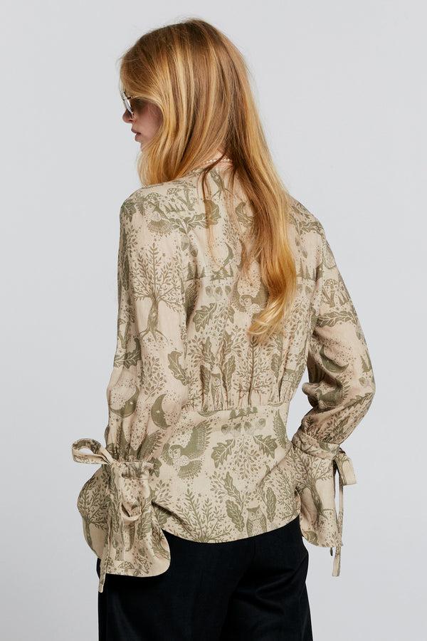 Karen Walker Quest Shirt Natural/Herb Green