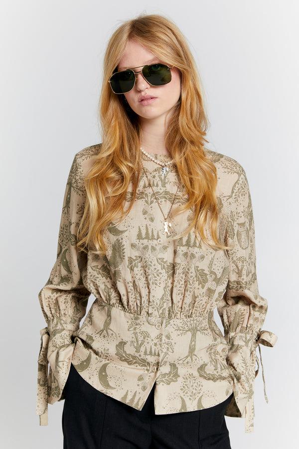 karen walker Quest Shirt Natural/Herb Green