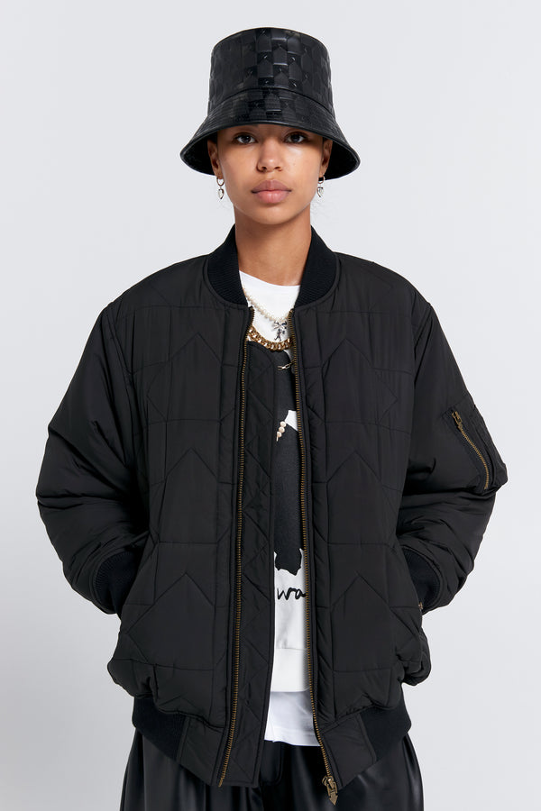 Karen Walker Quilted Bomber Jacket Black