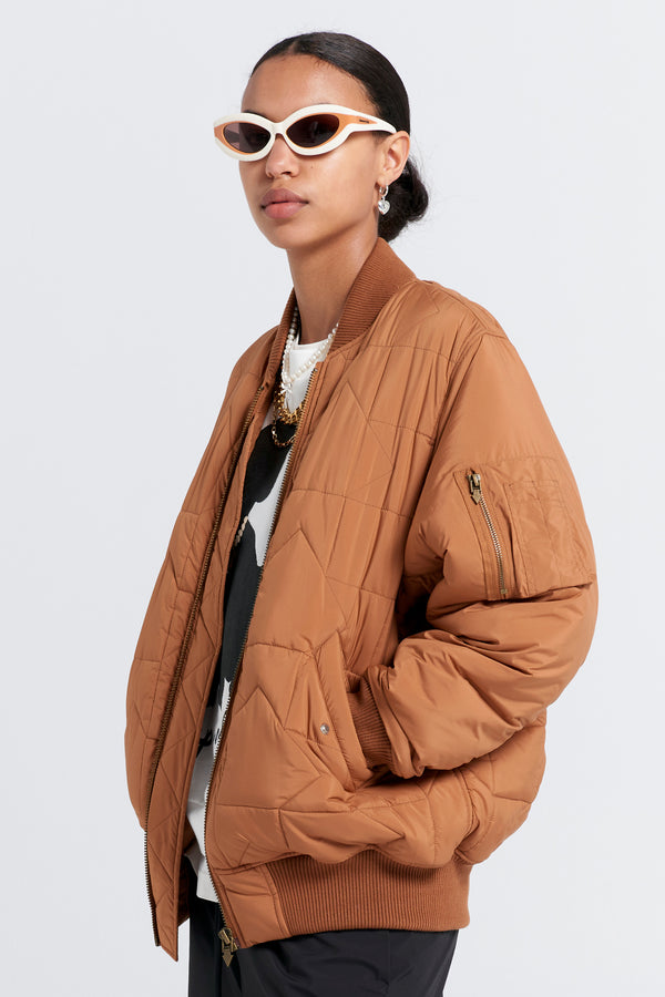 Karen Walker Quilted Bomber Jacket Dark Tan
