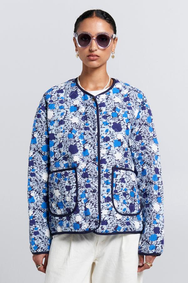 karen walker Quilted Drift Jacket Blue Multi