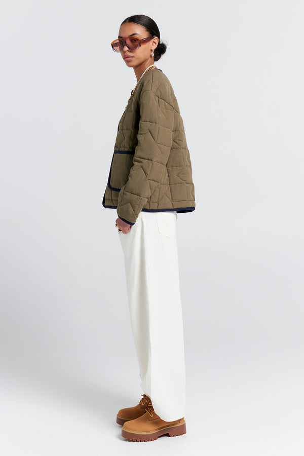 Karen Walker Quilted Drift Jacket Khaki/Navy