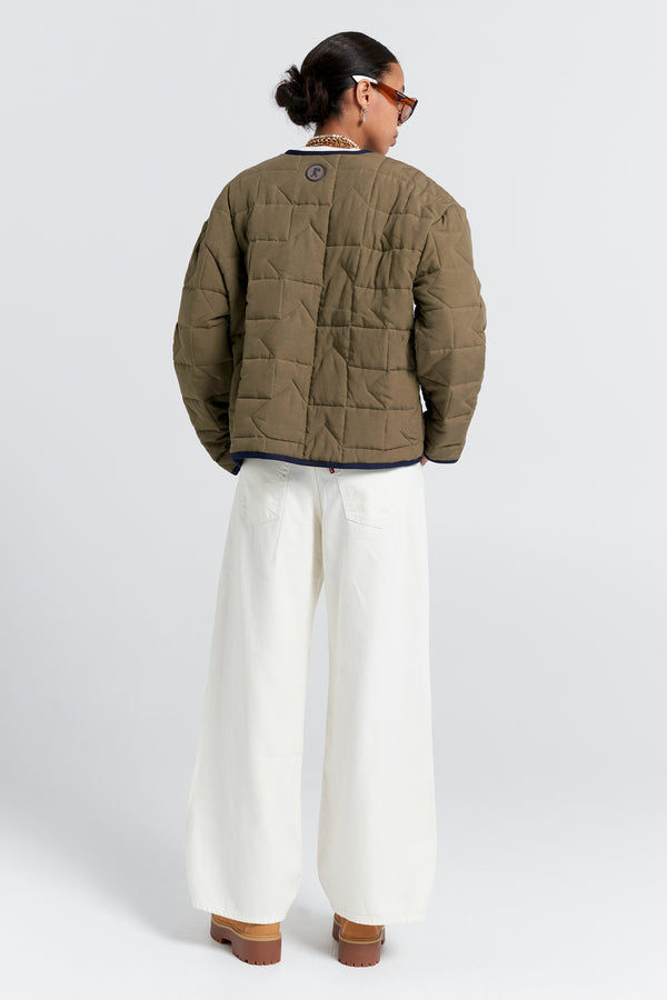 Karen Walker Quilted Drift Jacket Khaki/Navy