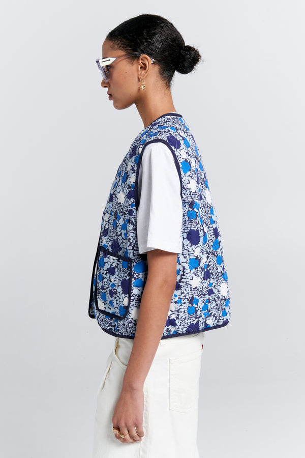 Karen Walker Quilted Drift Vest Blue Multi