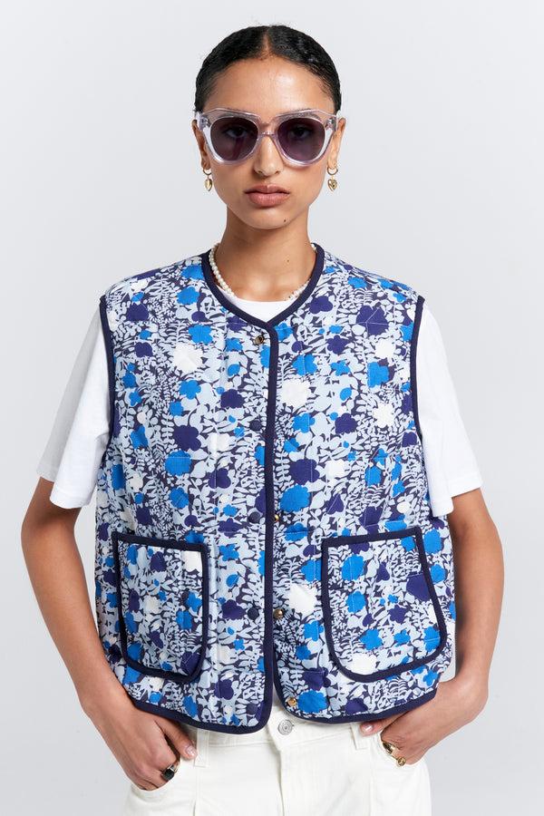 karen walker Quilted Drift Vest Blue Multi